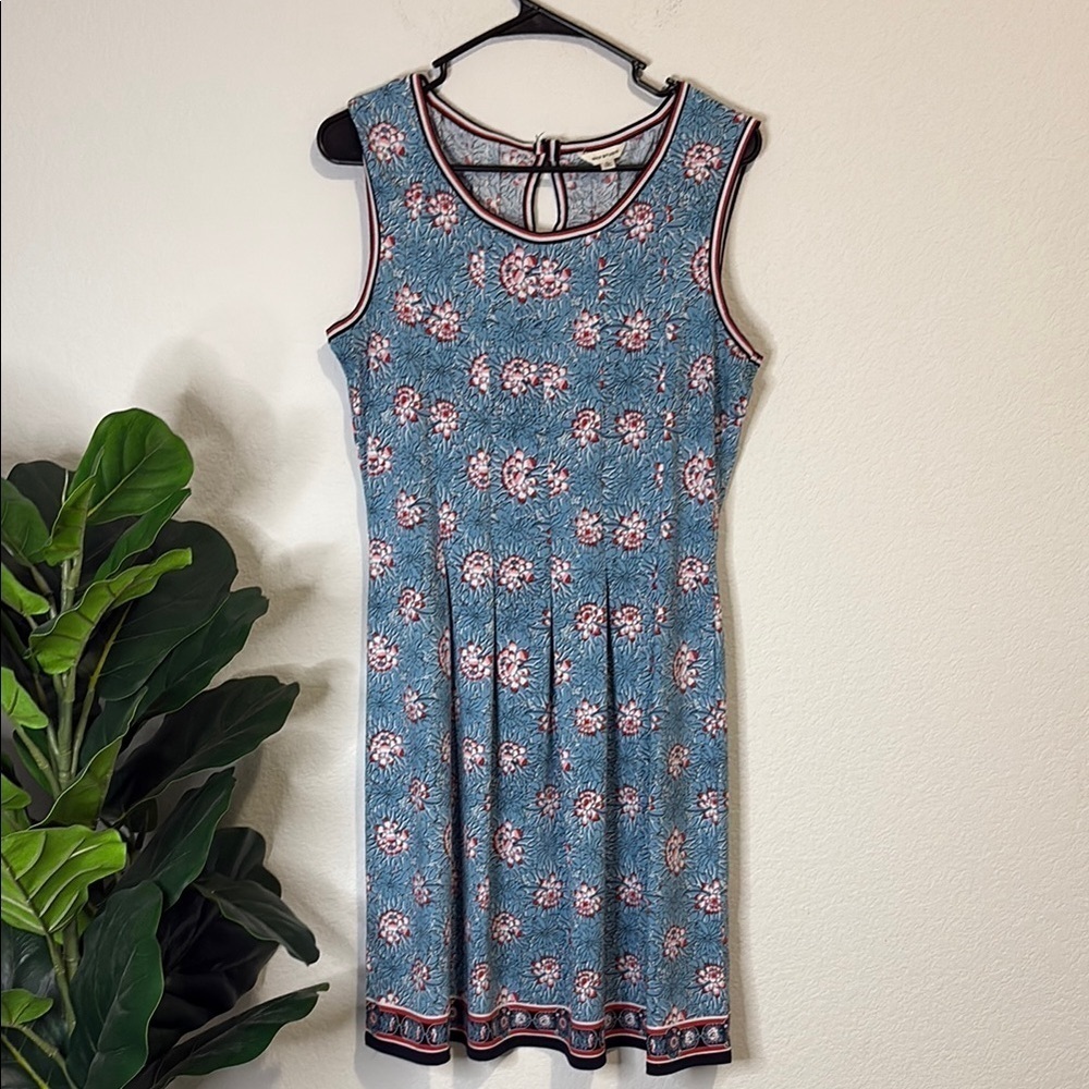 Max Studio Blue and red Floral pleated  sleeveless Dress